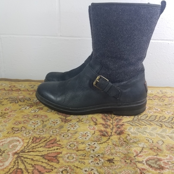 Ugg Robbie wool leather dark charcoal mid calf boots - Picture 14 of 14